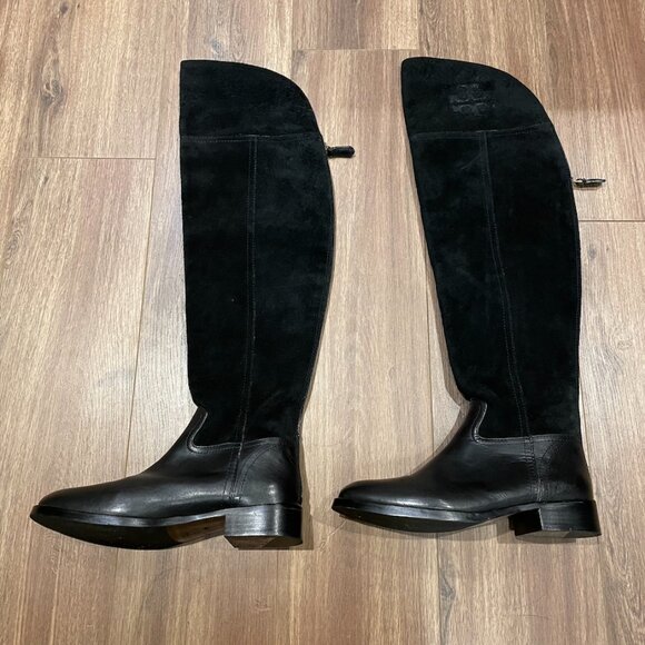 Brand New! Tory Burch Knee High Boot, Black, Suede & Leather, Size 7 - Picture 5 of 10
